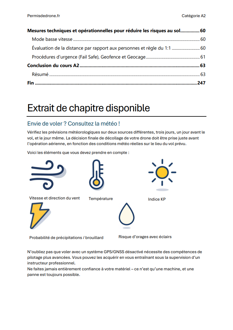 Examen Permis Drone A2 France – Préparation complète avec questions officielles, réponses détaillées et support d