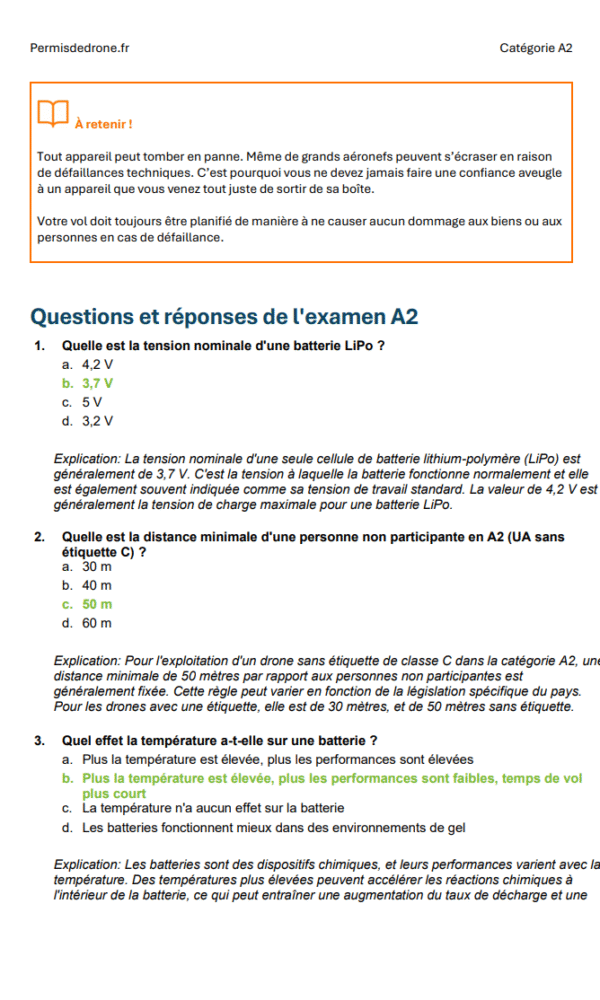 Examen Permis Drone A2 France – Préparation complète avec questions officielles, réponses détaillées et support d'apprentissage (DGAC) – Image 5