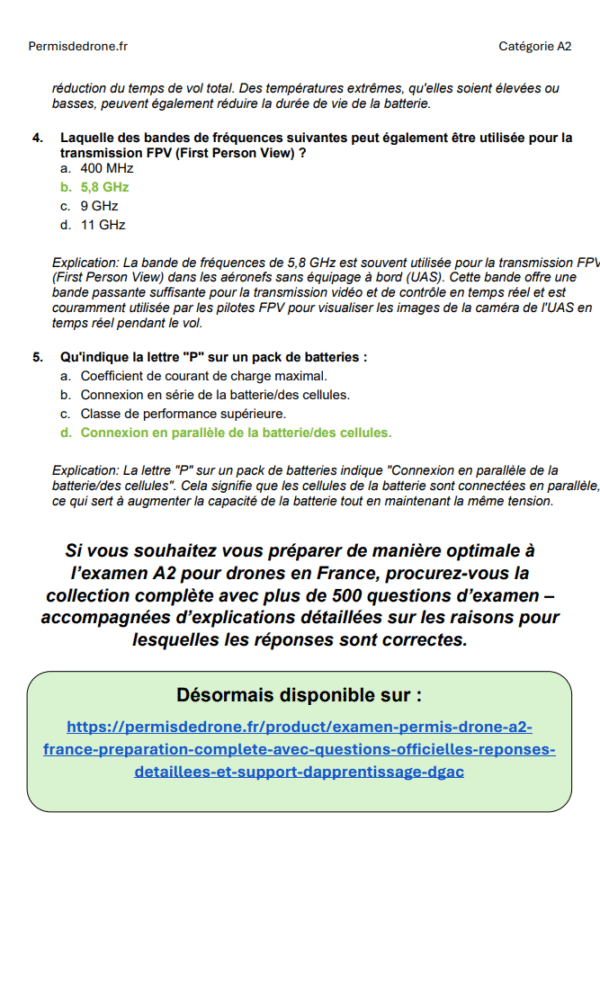 Examen Permis Drone A2 France – Préparation complète avec questions officielles, réponses détaillées et support d'apprentissage (DGAC) – Image 6
